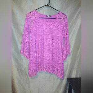Victoria purple lace top with v-neck and long sleeve blouse